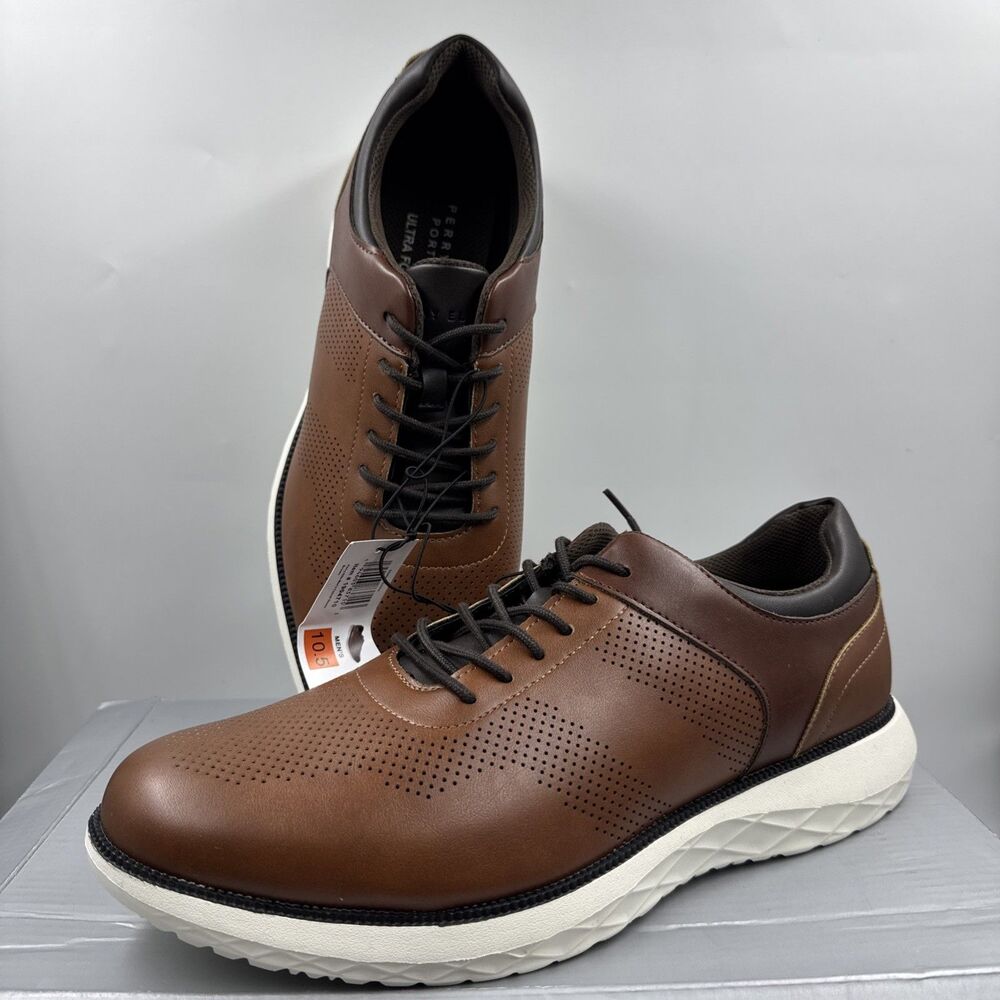 Perry Ellis Portfolio Ultra Foam Men's Casual Lace Shoes - Brown Size 10.5 New